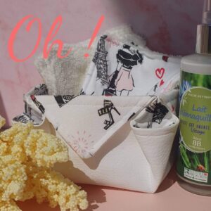 Lingettes démaquillantes lavables avec panier - Paris blanc -