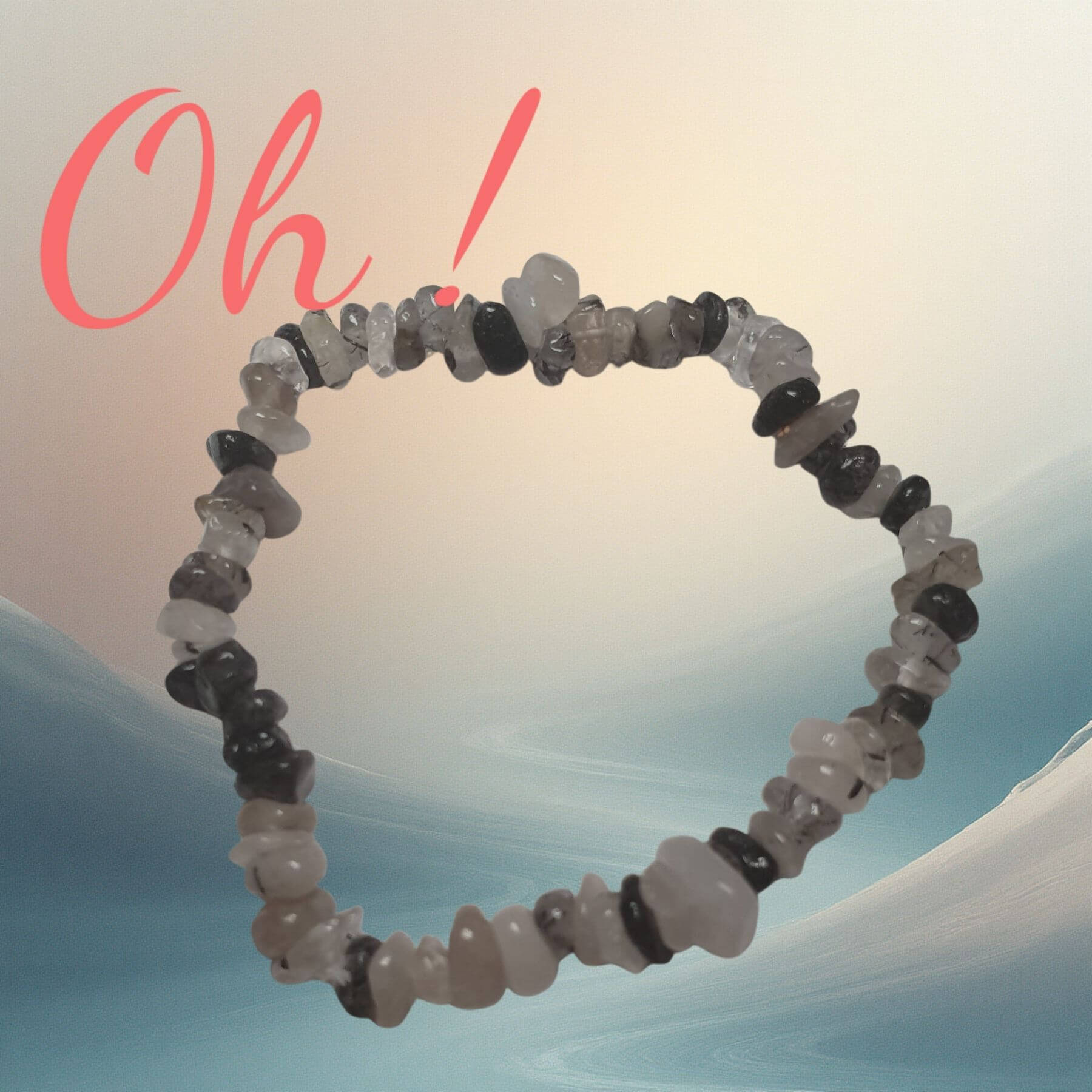 Bracelet Rail En Cristal De Roche Et Acier Inoxydable - Fermoir Coulissant, Neuf Avec étiquettes