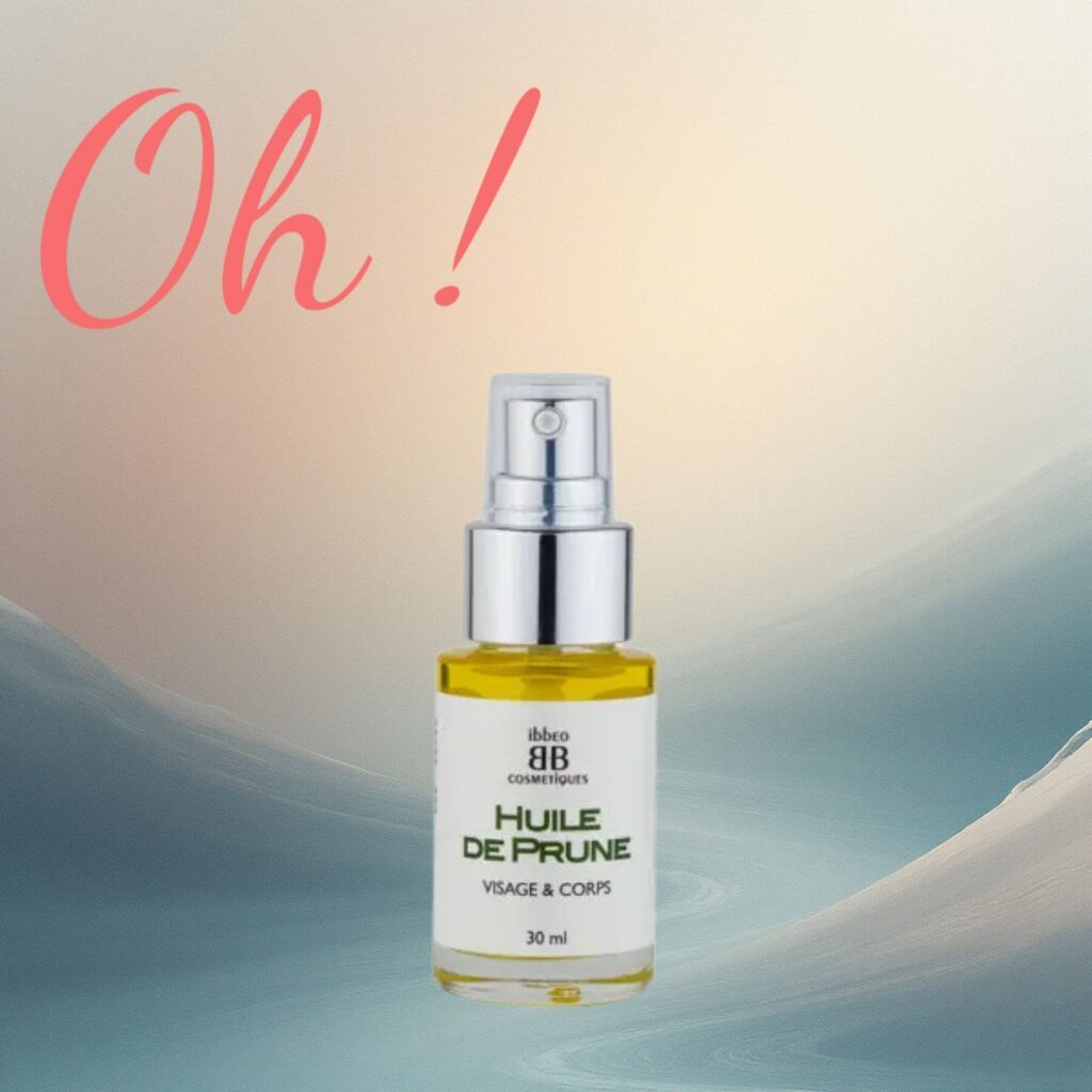 Huile de prune Ibbeo en flacon consigné – soin naturel
