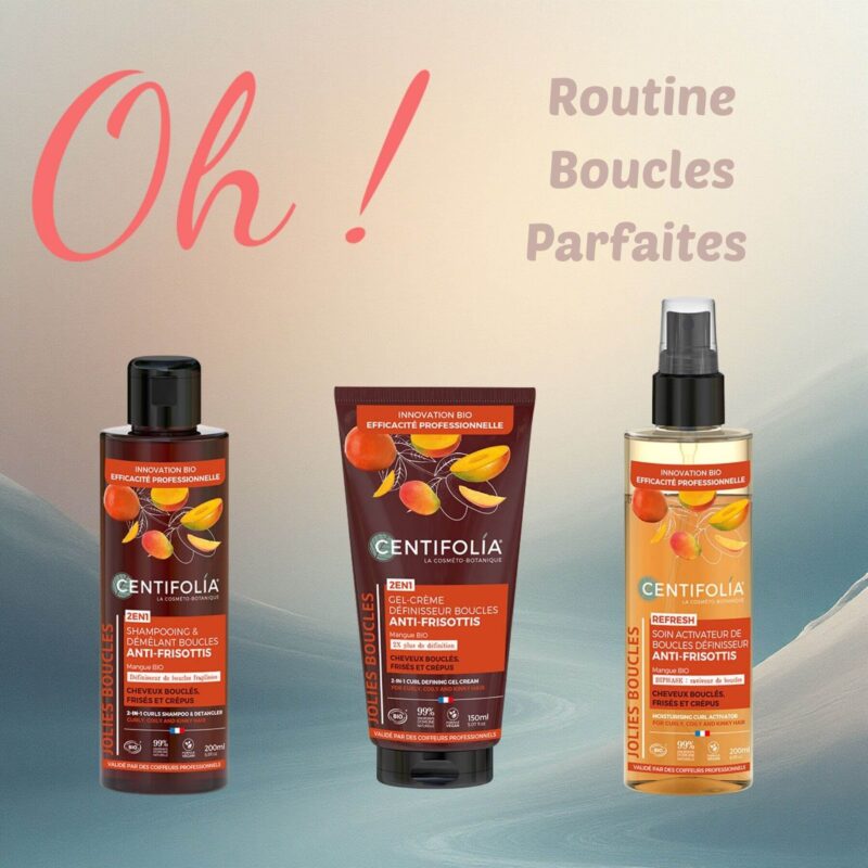 Routine Boucles Parfaites Centifolia – Shampooing démêlant, soin activateur et gel-crème