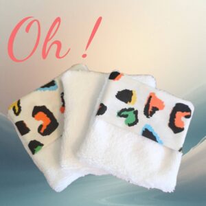 gants démaquillants Léopard Blanc - Démaquillage moelleux, durable artisanal et zéro déchet